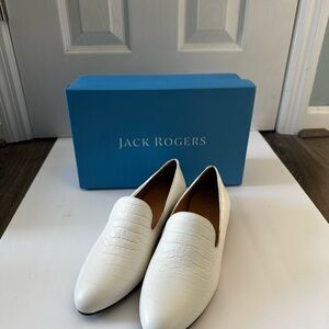 Jack Rogers Ivory Croc-Embossed Flats